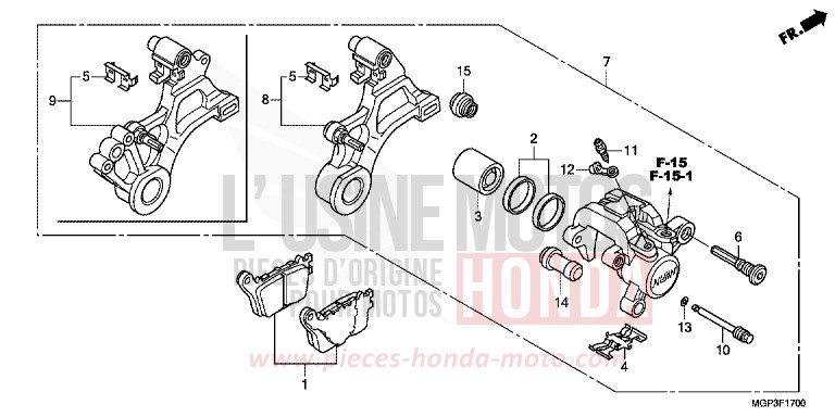 ETRIER DE FREIN ARRIERE von CBR1000RR "Fireblade" GRAPHITE BLACK (NHB01BA) von 2012